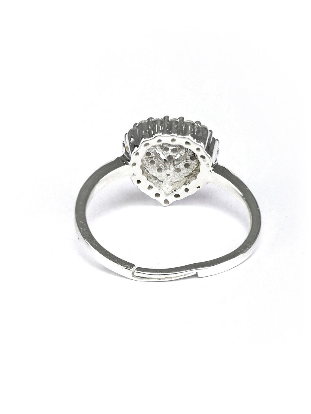 Women's Sterling Silver Studded Hearts Ring - Priyaasi - Indiakreations