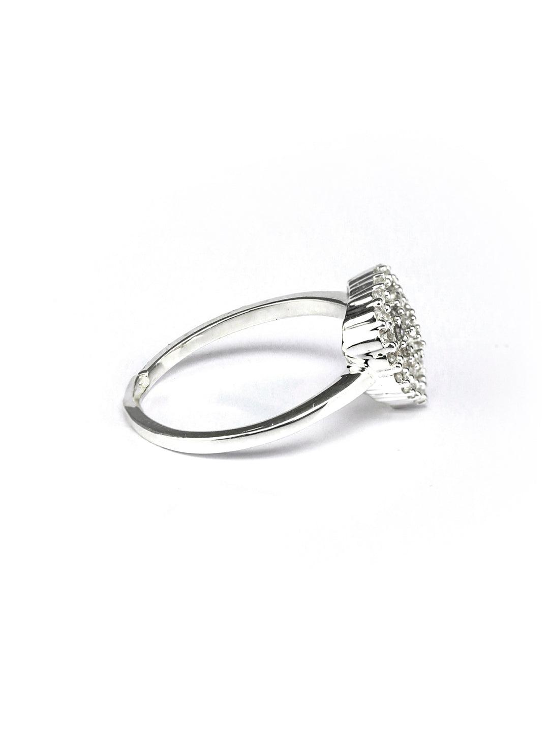 Women's Sterling Silver Studded Hearts Ring - Priyaasi - Indiakreations