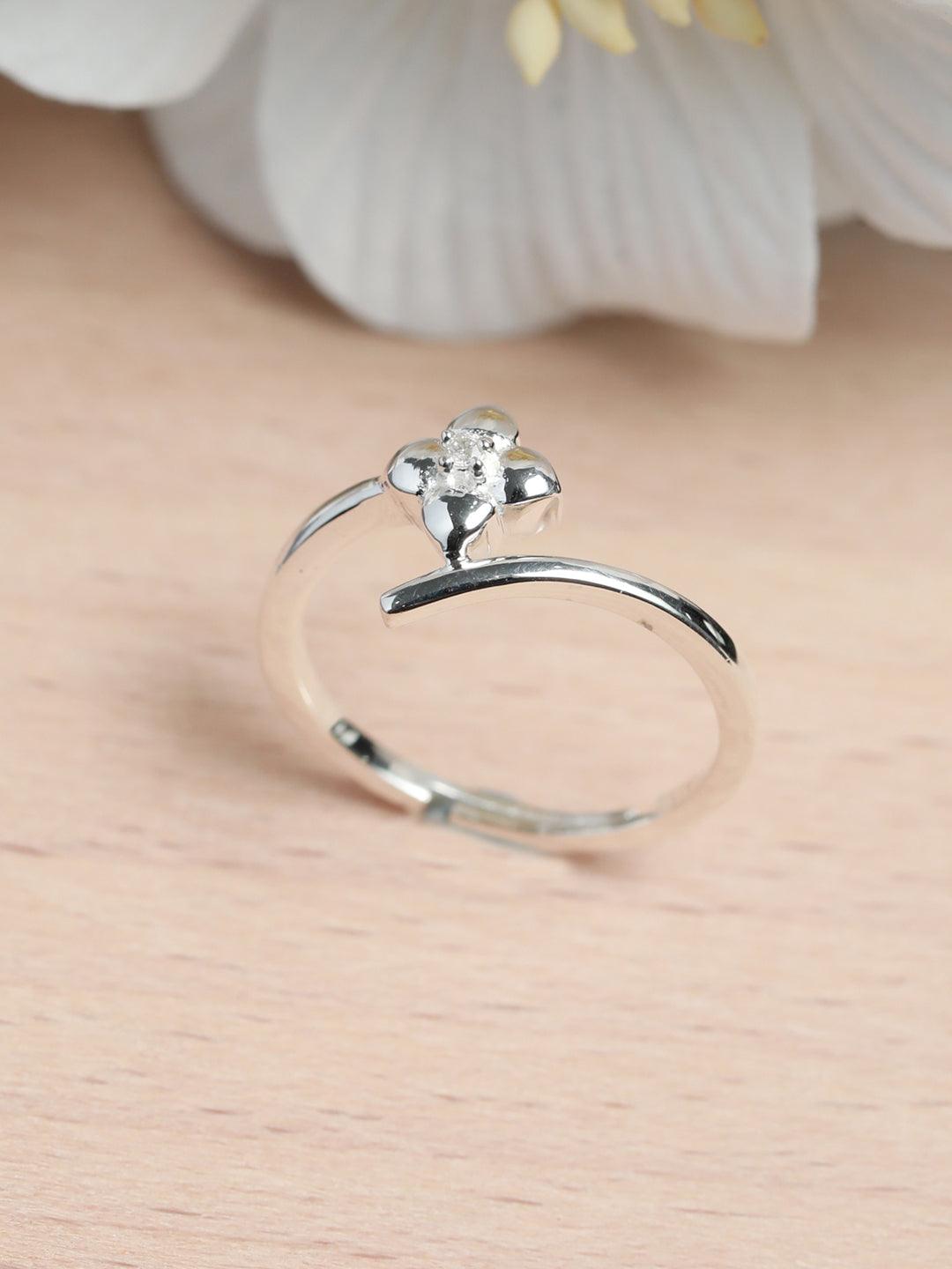 Women's Sterling Silver Tiny Flower Ring - Priyaasi - Indiakreations