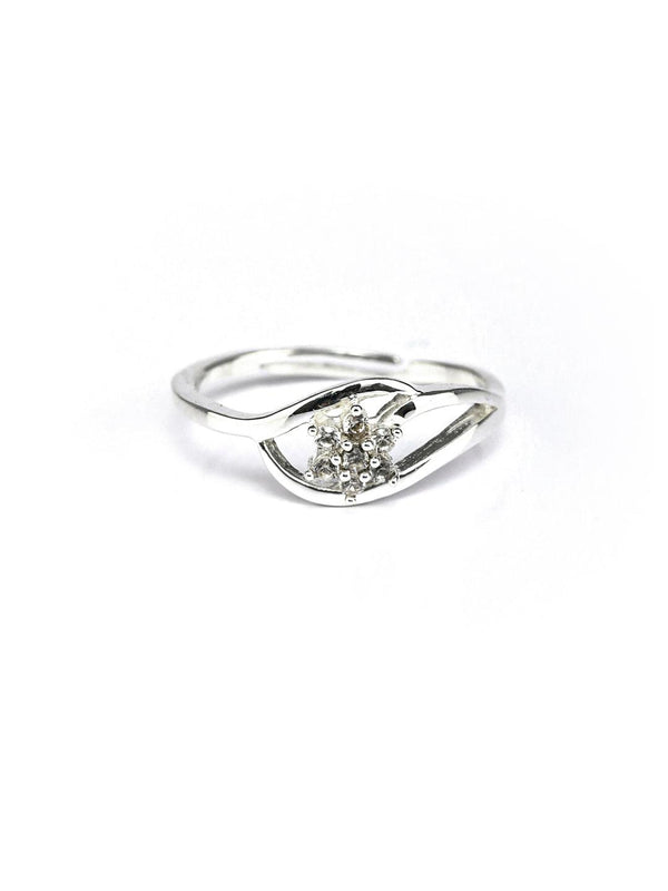 Women's Sterling Silver Tiny Flower Zircon Ring - Priyaasi - Indiakreations