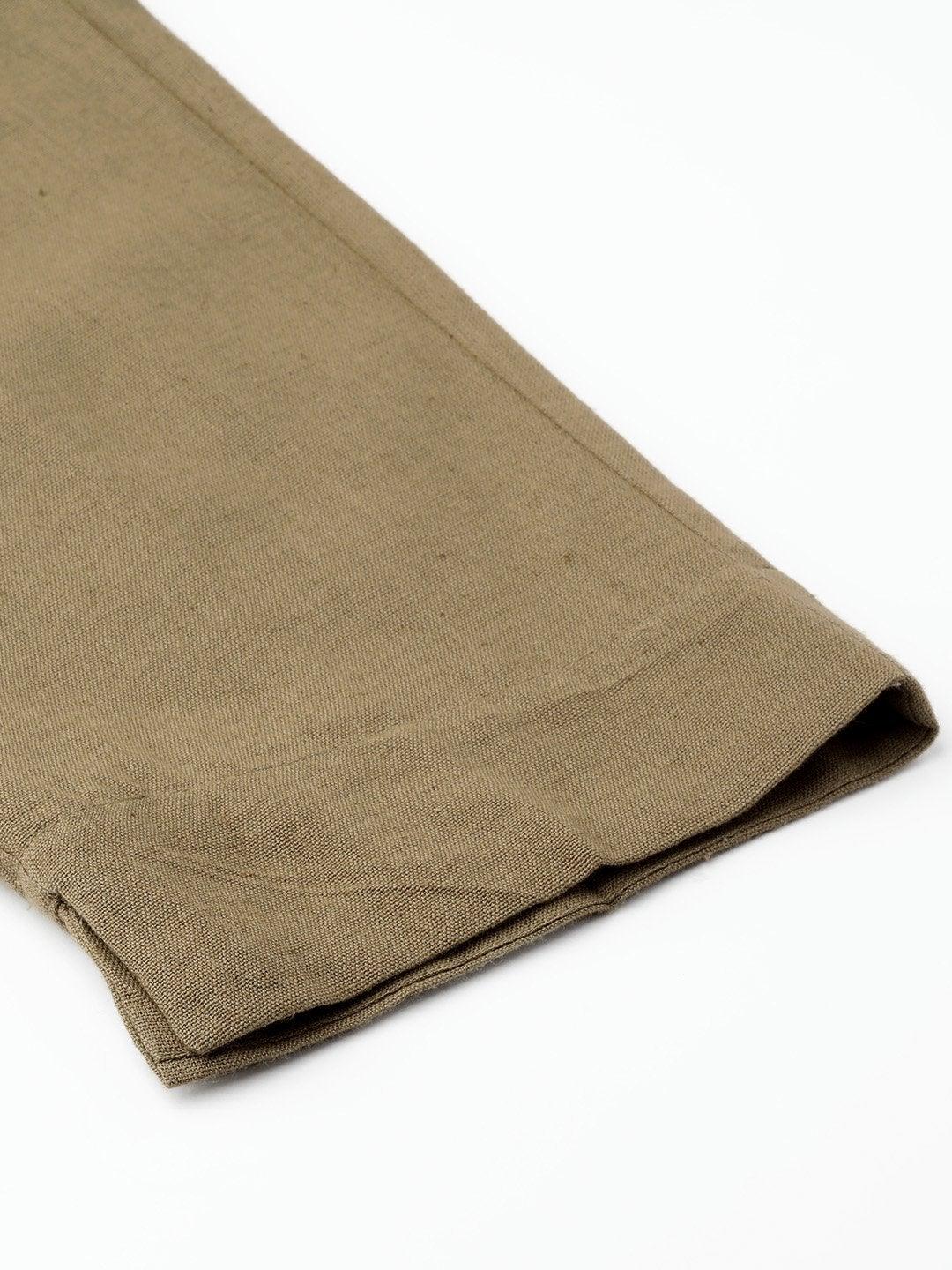 Women's Olive Patch Pocket Pants - SASSAFRAS - Indiakreations