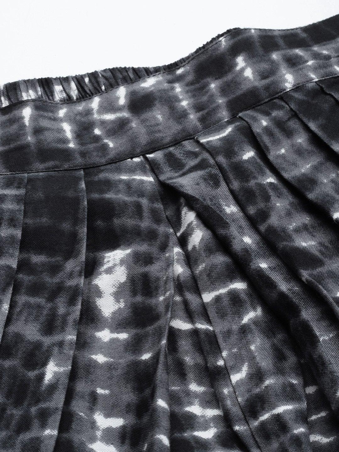 Women's Black Shibori Print Dhoti Pants - SHAE - Indiakreations