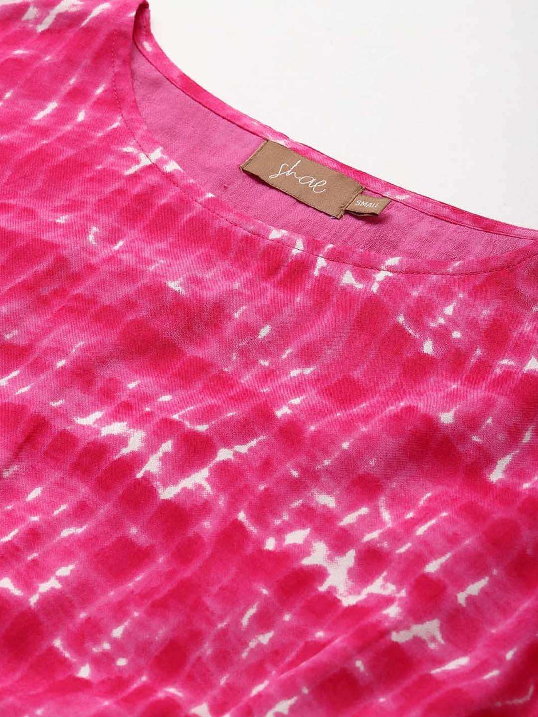 Women's Fuchsia Shibori Print Crop Top - SHAE - Indiakreations