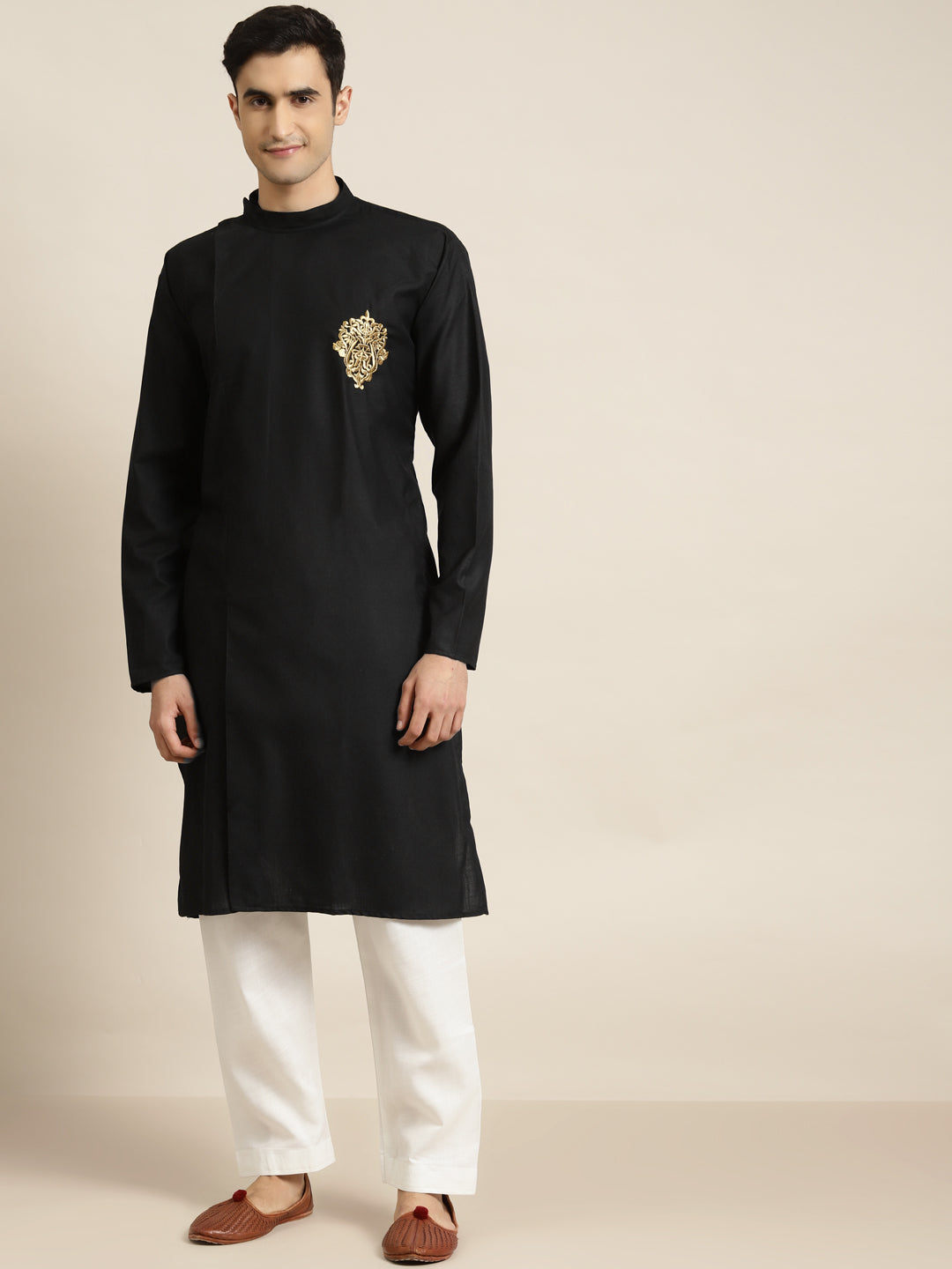 Men's Cotton Black Only Kurta  - Sojanya