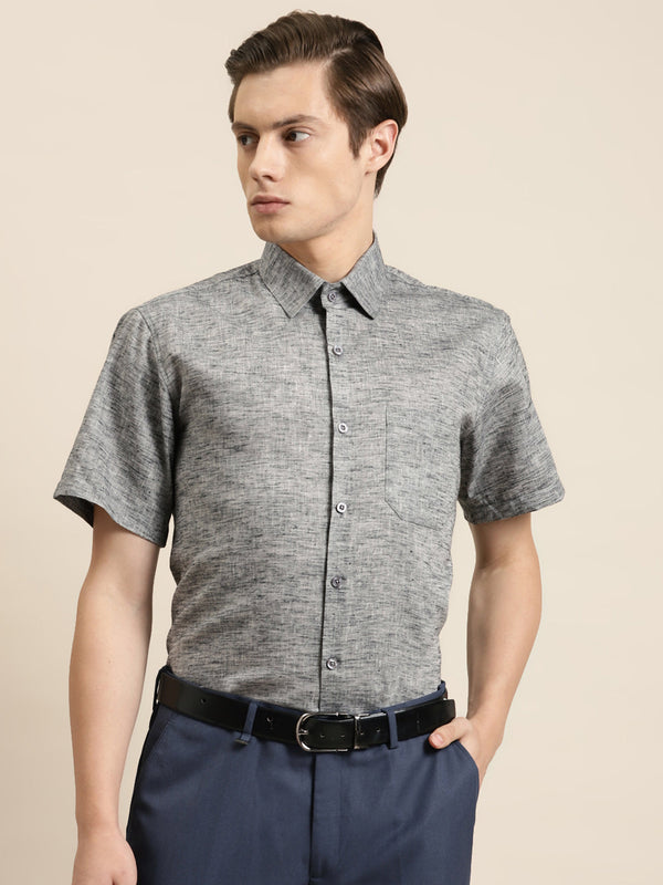 Men's Cotton Blend Grey Classic Formal Shirt - Sojanya