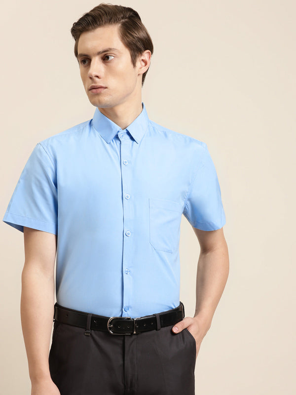 Men's Cotton Sky blue Classic Formal Shirt - Sojanya