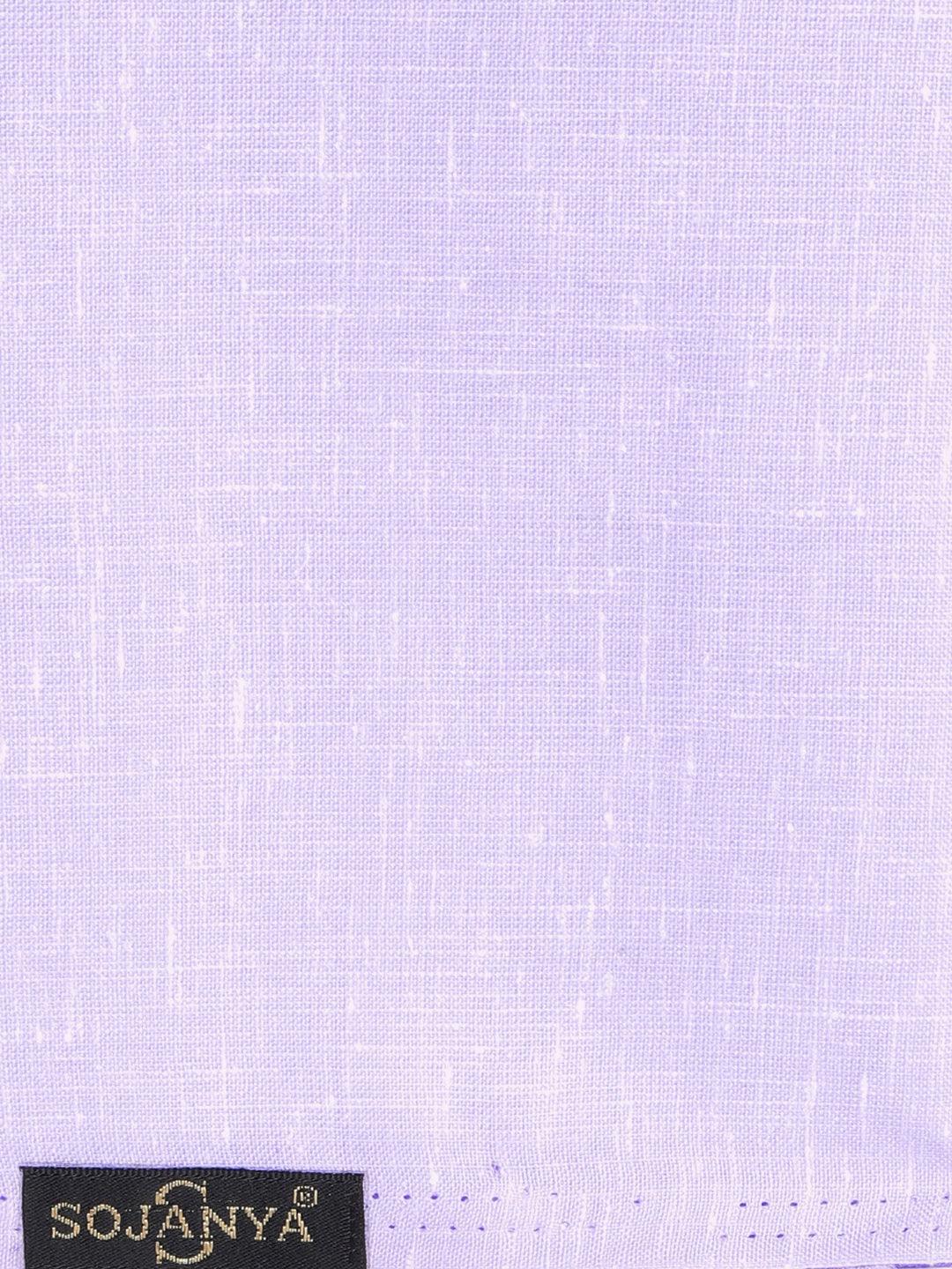 Men's Cotton Linen Blend Light Purple Unstitched Shirt Fabric 2.25 Metres - Sojanya - Indiakreations