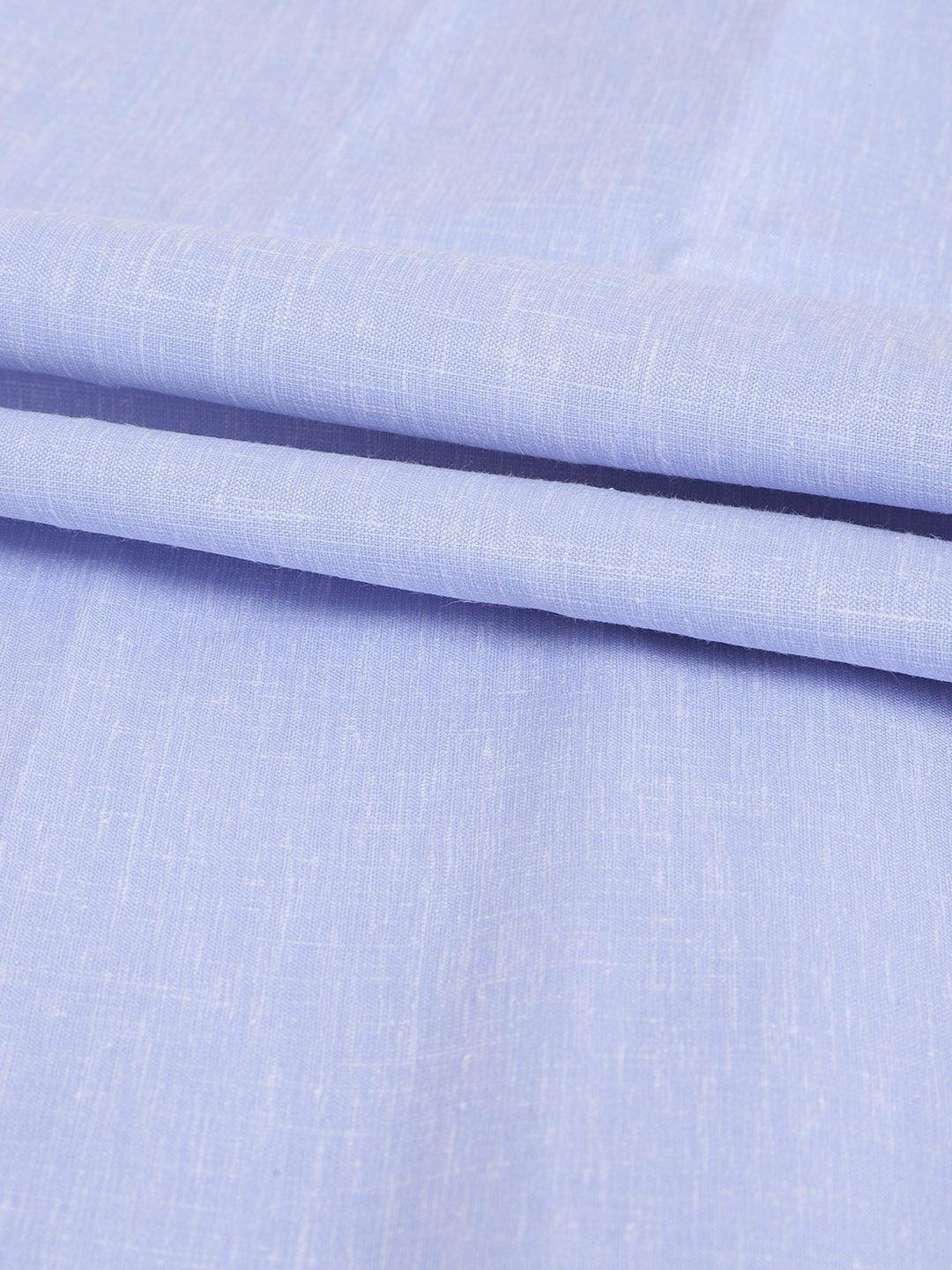 Men's Cotton Linen Blend Blue Unstitched Shirt Fabric 2.25 Metres - Sojanya - Indiakreations