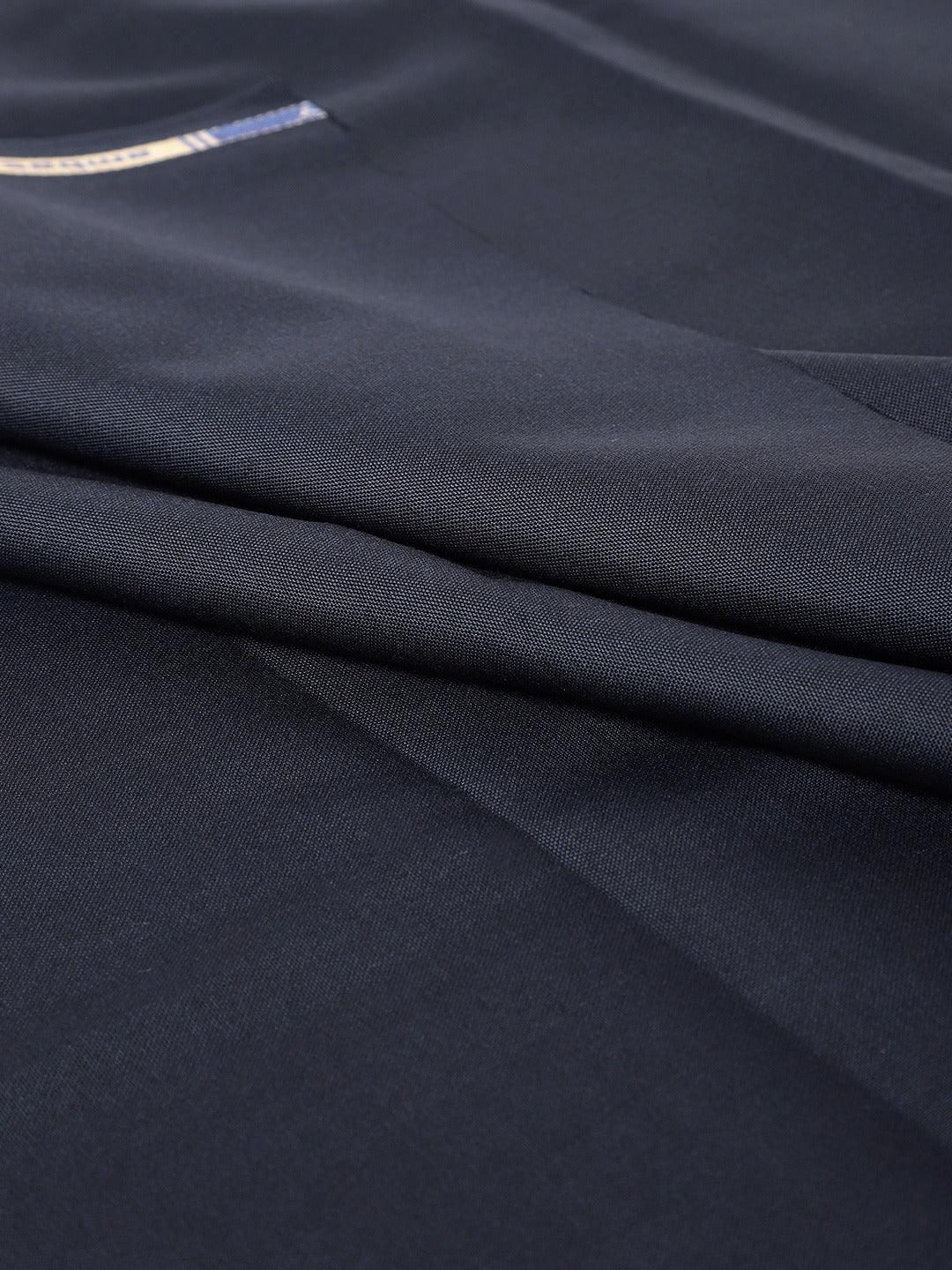 Men's Cotton Blend Navy Blue Unstitched Trouser Fabric - Sojanya - Indiakreations