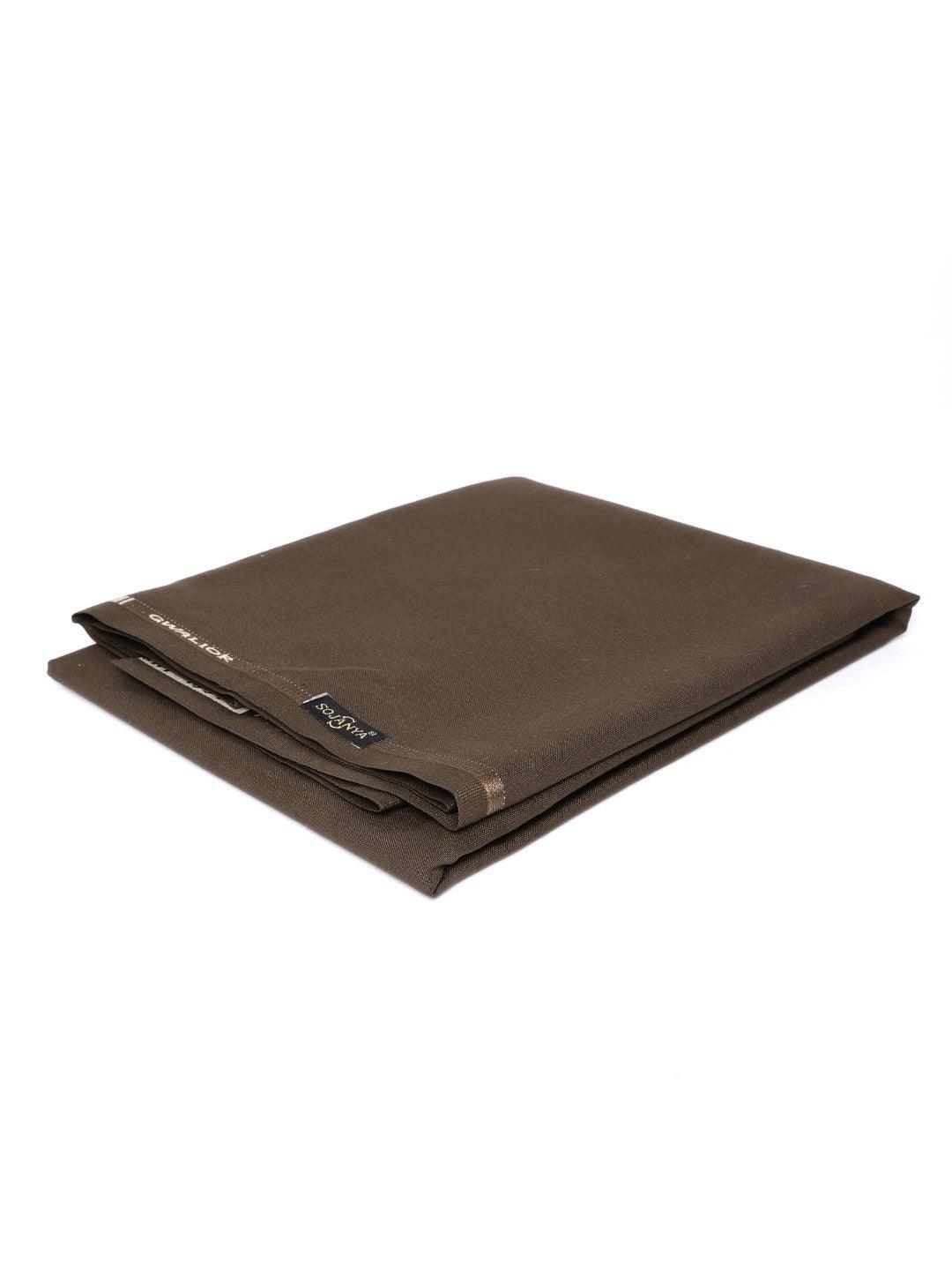 Men's Cotton Blend Coffee Brown Unstitched Trouser Fabric - Sojanya - Indiakreations