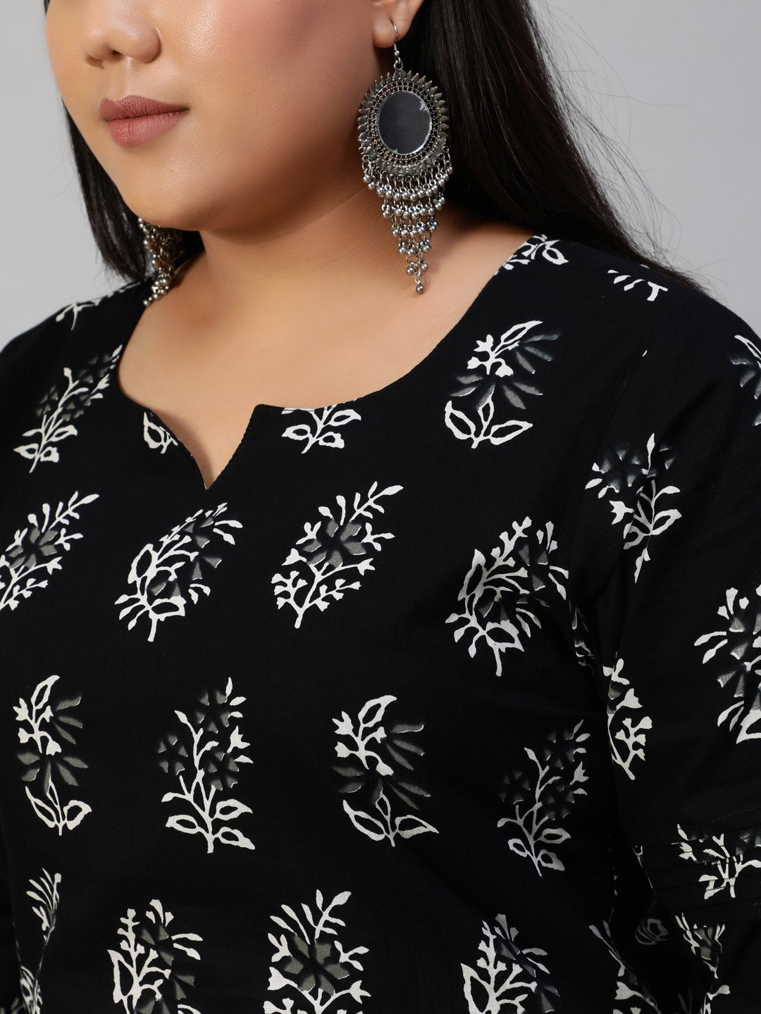 Women Black Printed Straight Kurta With Plazo & Dupatta | NOZ2TOZ - Made In INDIA.