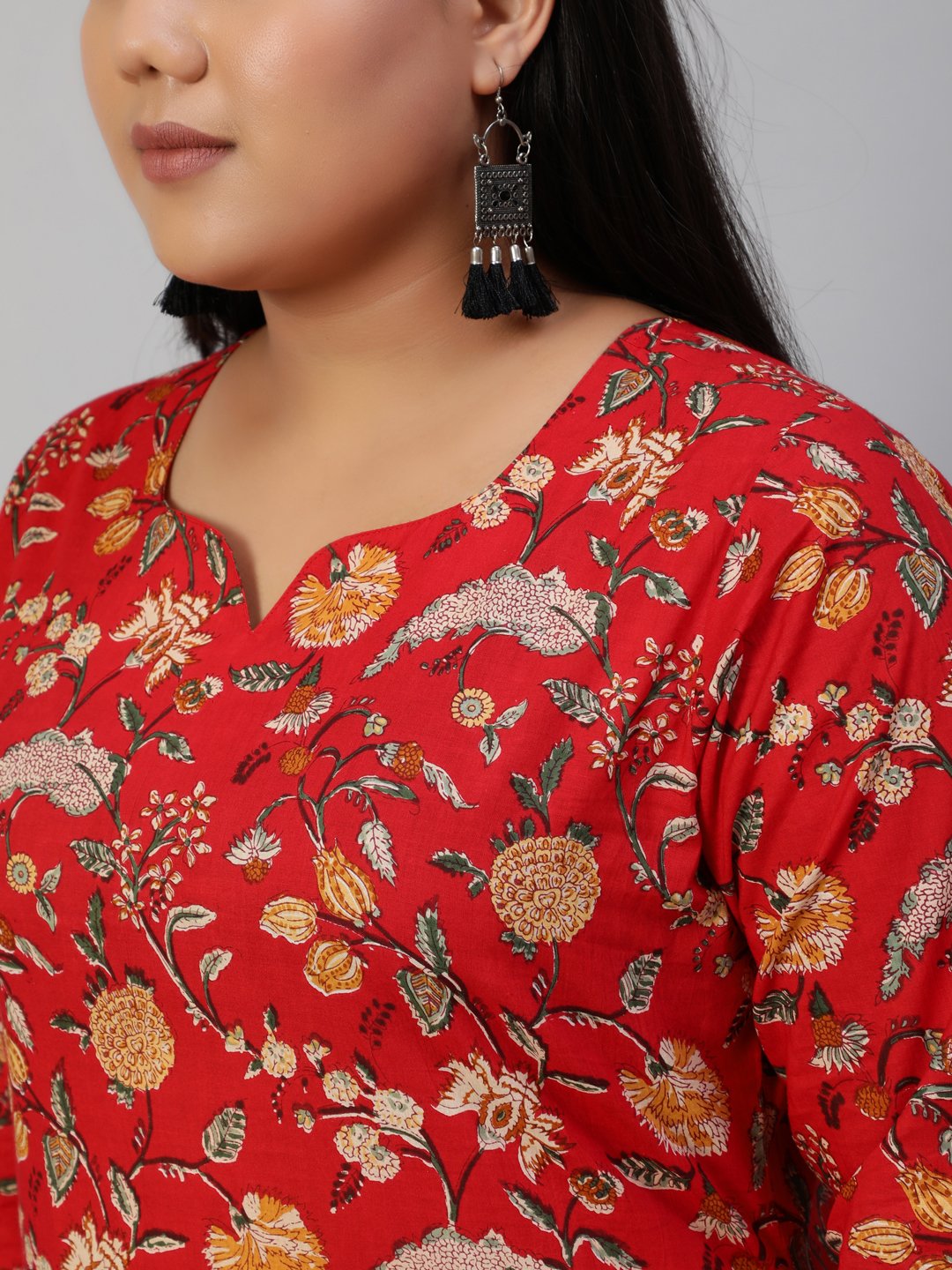 Women Red Printed Straight Kurta With Plazo & Dupatta | NOZ2TOZ - Made In INDIA.