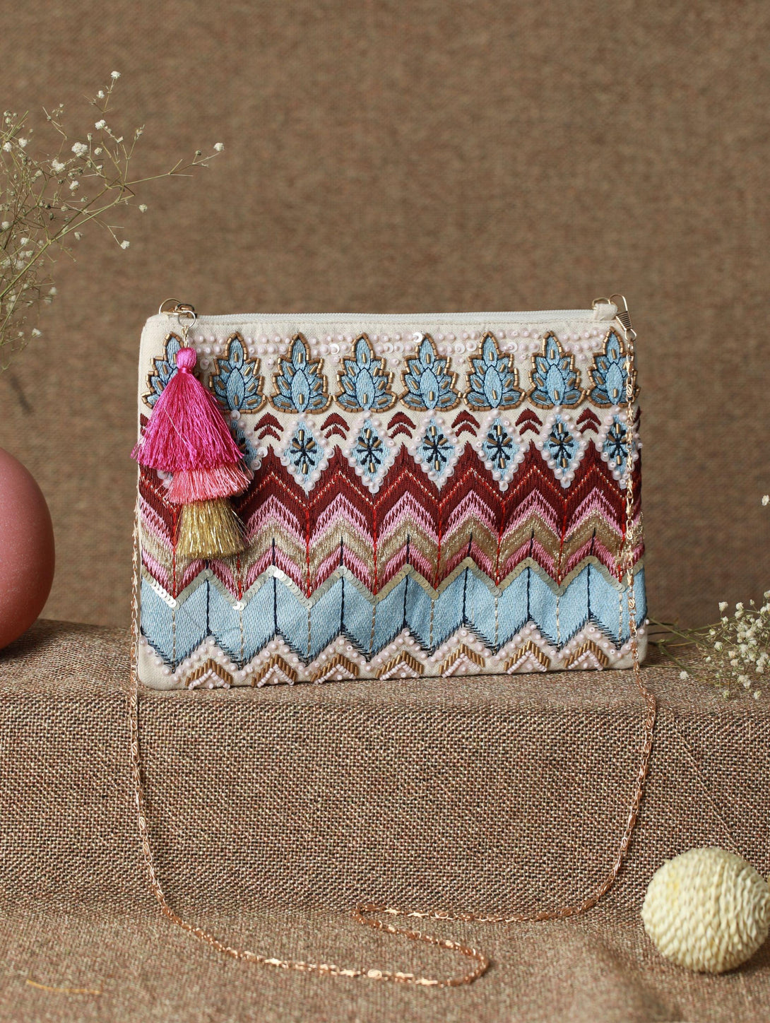 Women's Boho Multicolor Embroidered Sling Bag - Priyaasi - Indiakreations