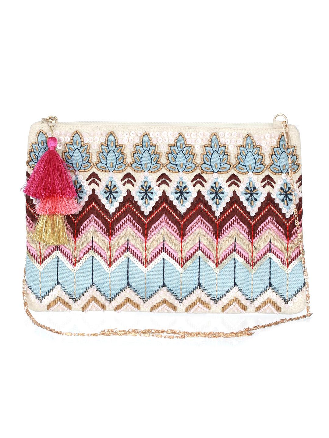 Women's Boho Multicolor Embroidered Sling Bag - Priyaasi - Indiakreations