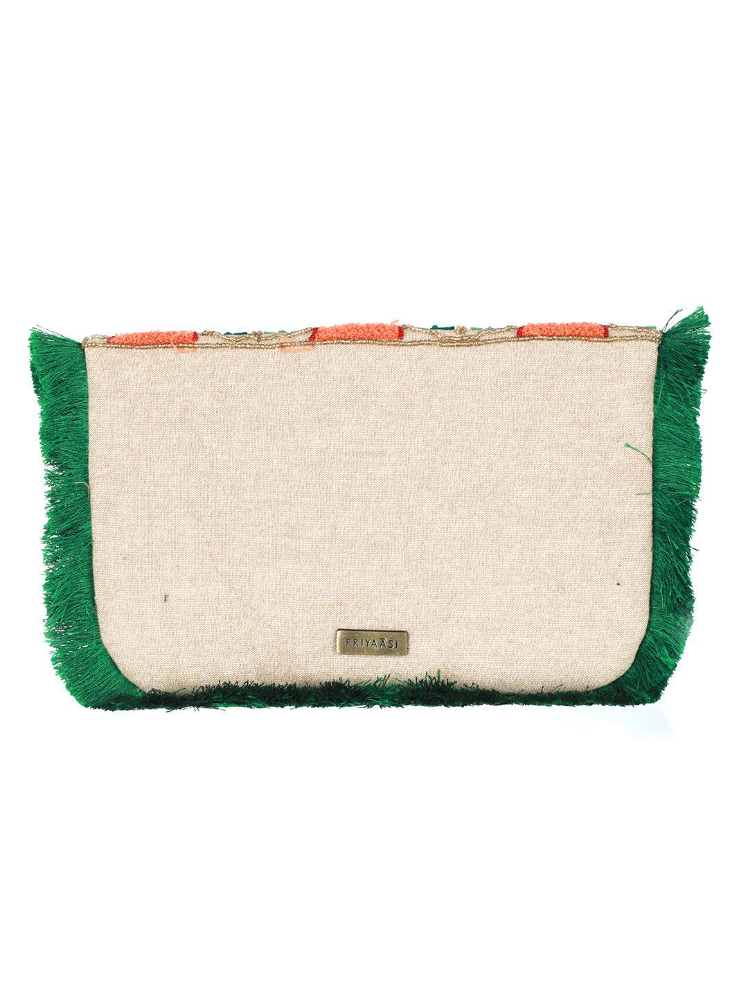 Women's Green Embroidered Sling Bag - Priyaasi - Indiakreations