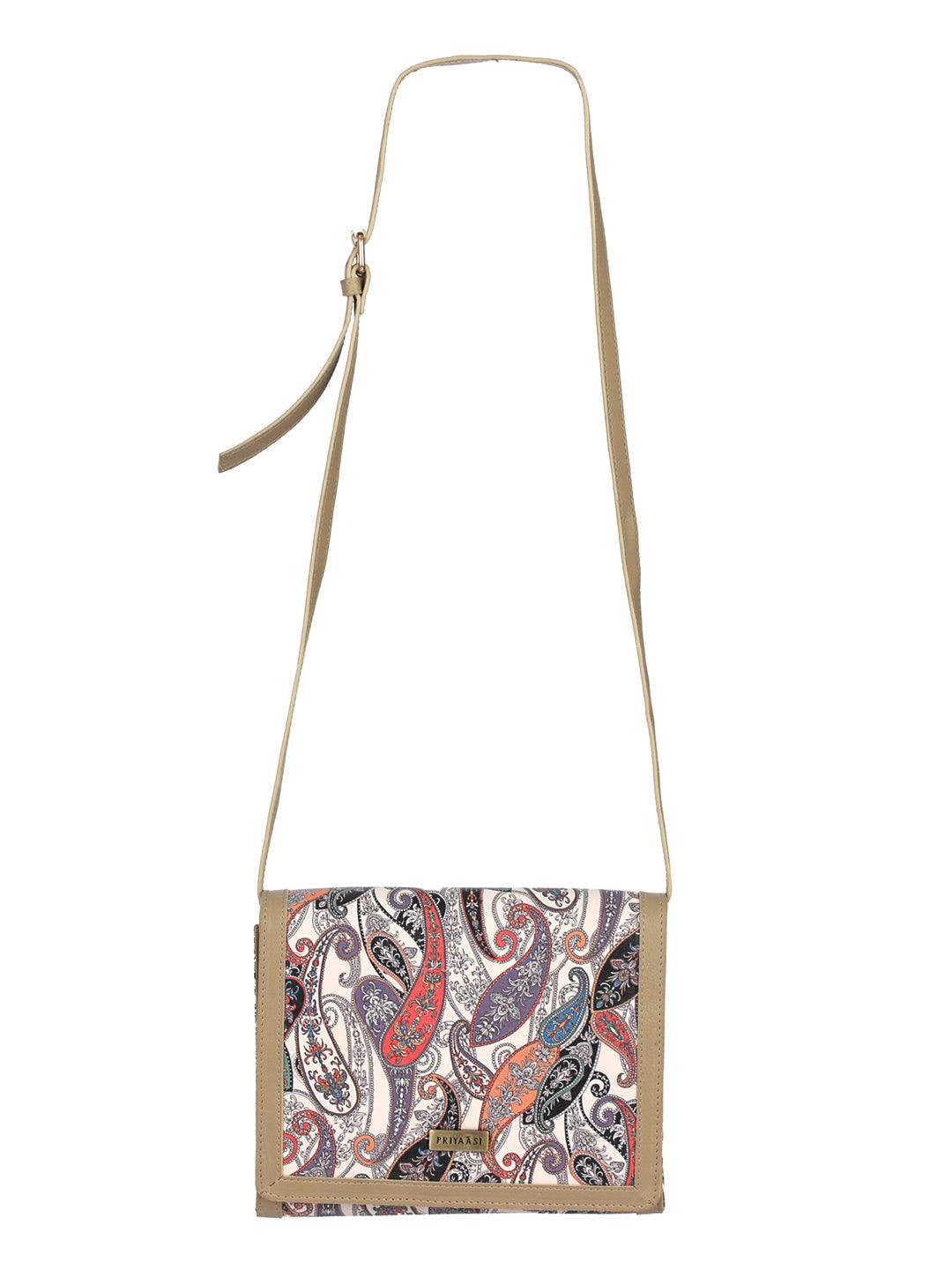 Women's Paisley Kalamkari Floral Sling Bag - Priyaasi - Indiakreations