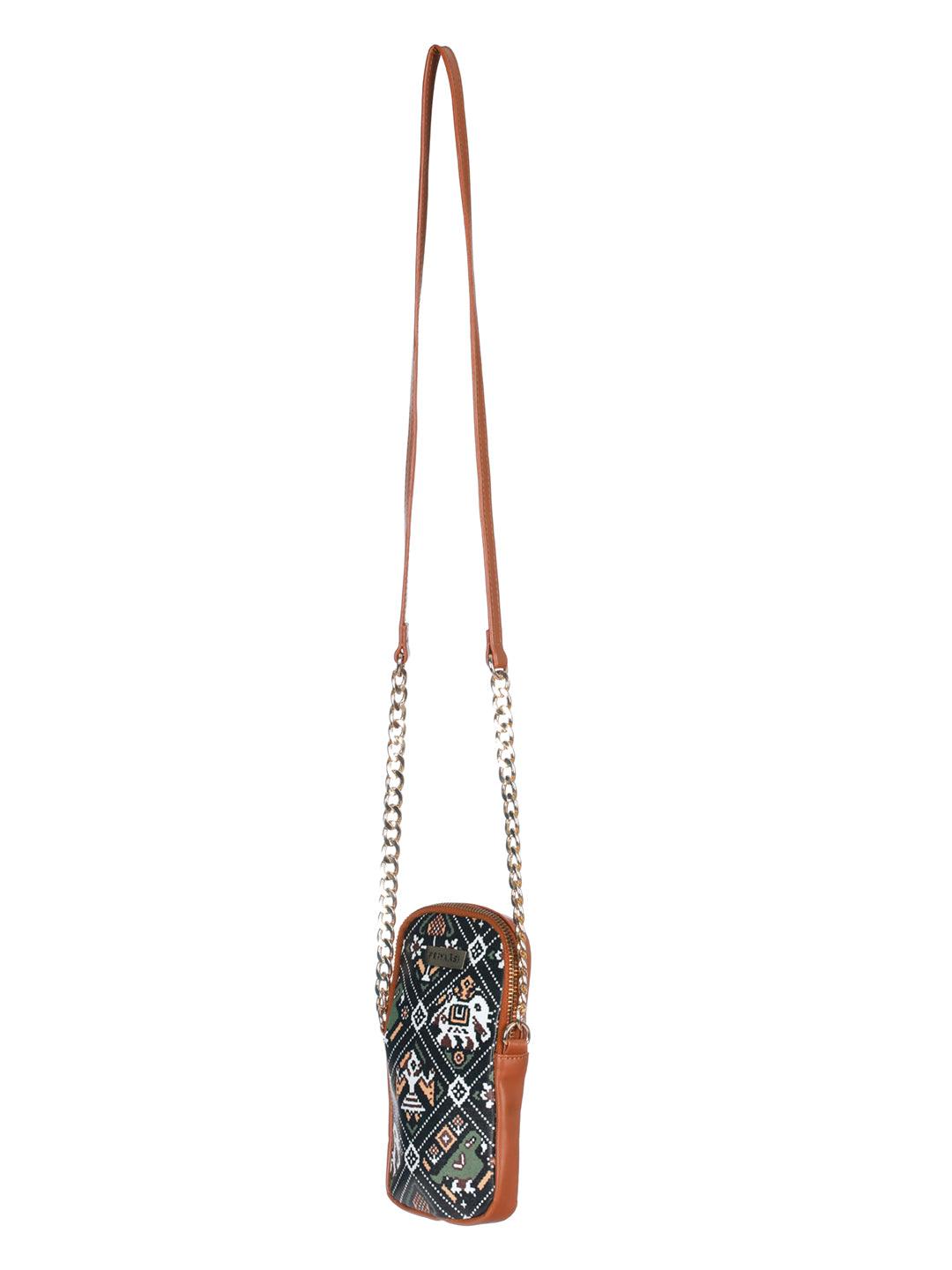 Women's Black Patola Cross Body Bag - Priyaasi - Indiakreations