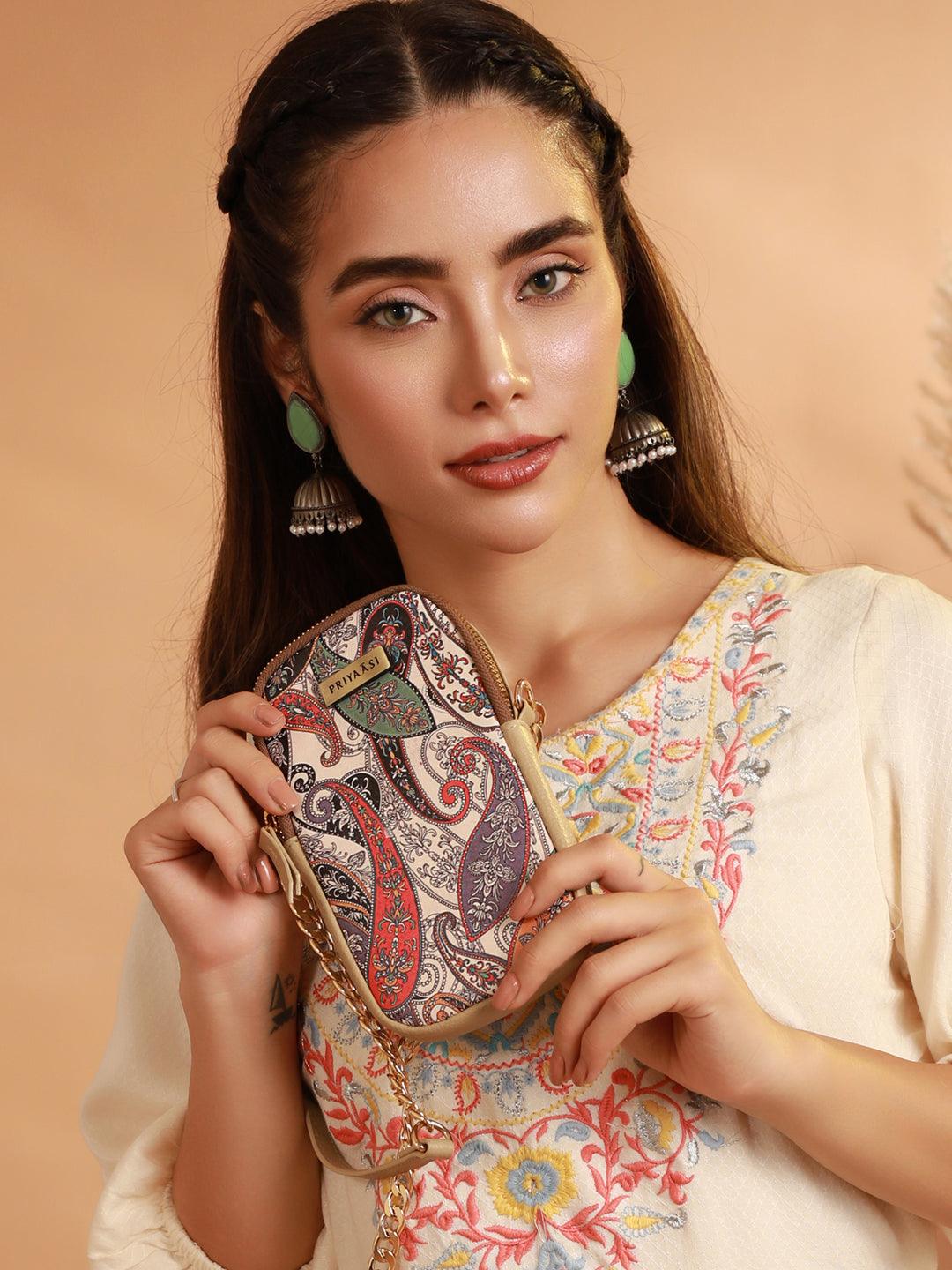 Women's Paisley Kalamkari Floral Cross Body Bag - Priyaasi - Indiakreations