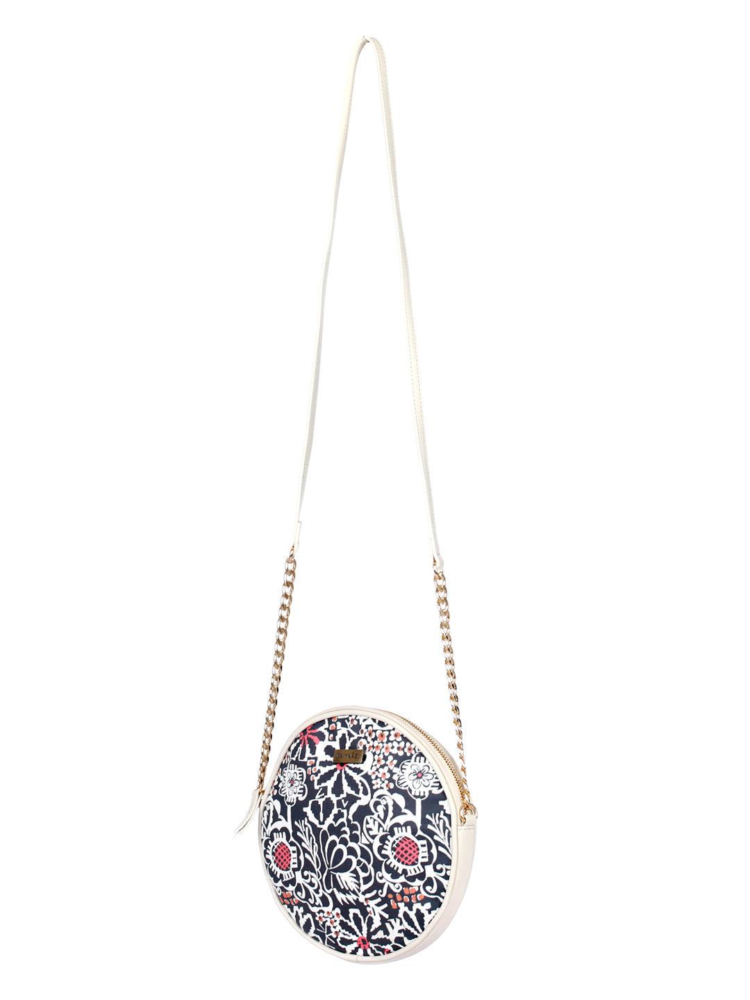 Women's Black Floral Motif Cross Body Bag - Priyaasi - Indiakreations