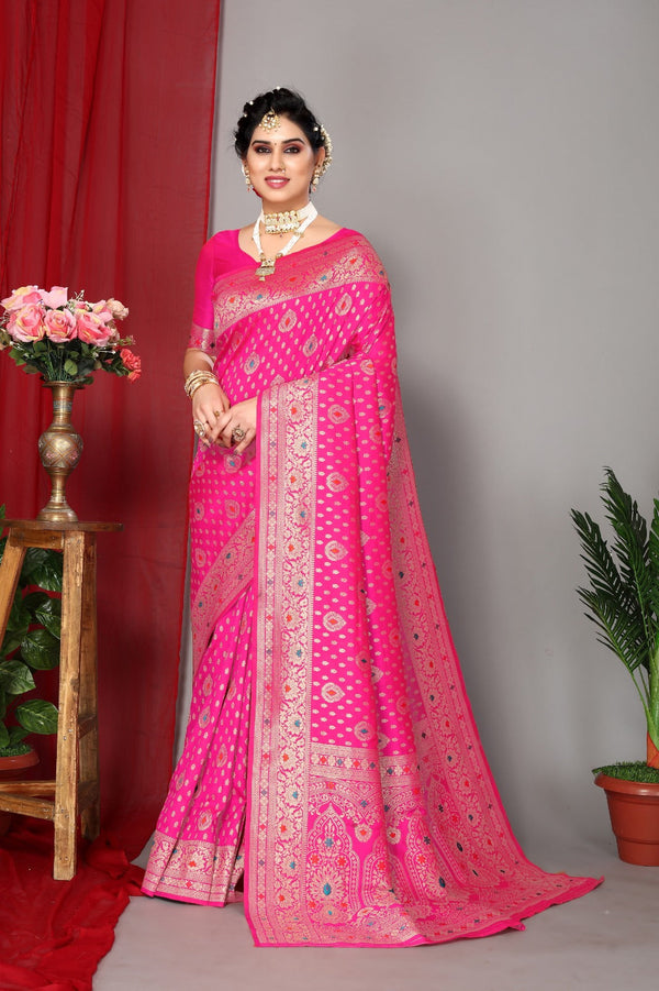 Women's Pink Designer Saree Collection - Dwija Fashion