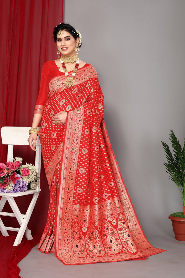 Women's Red Designer Saree Collection - Dwija Fashion