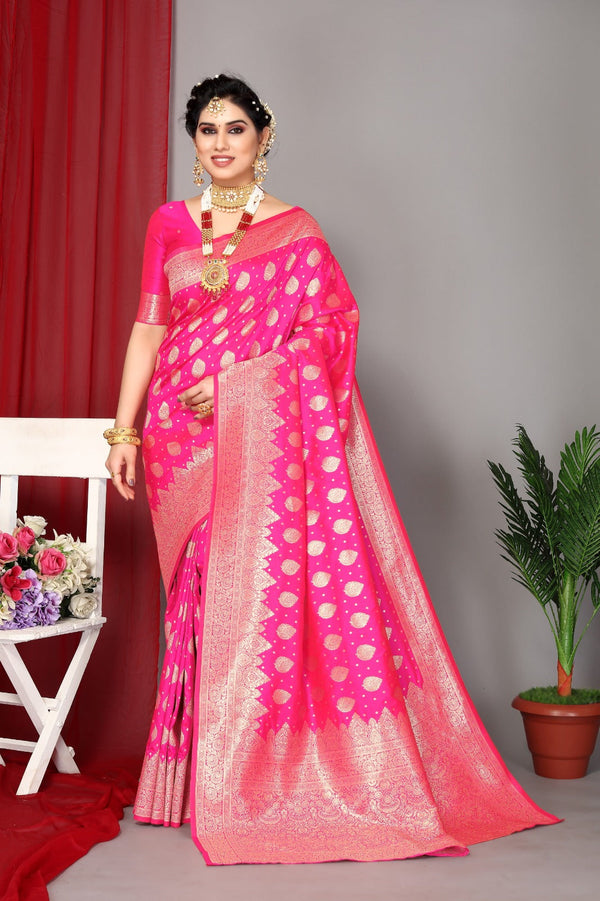 Women's Pink Designer Saree Collection - Dwija Fashion