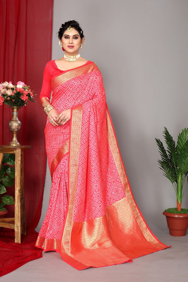 Women's Peach Designer Saree Collection - Dwija Fashion