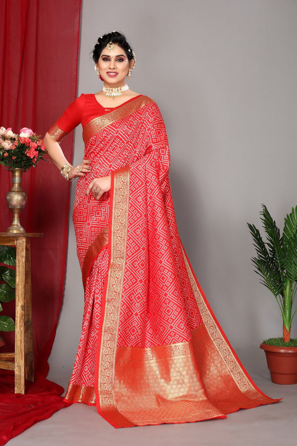 Women's Red Designer Saree Collection - Dwija Fashion