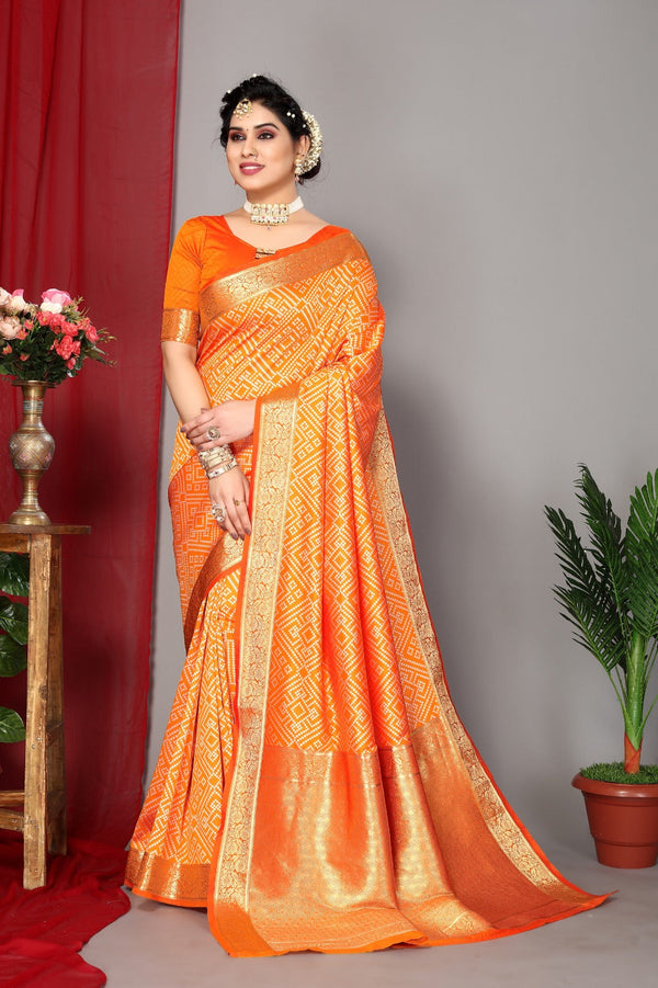 Women's Orange Designer Saree Collection - Dwija Fashion