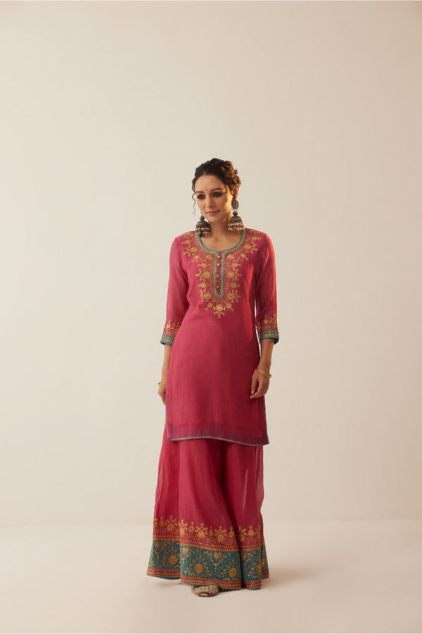 Gauhar Pink Aari Sharara Set