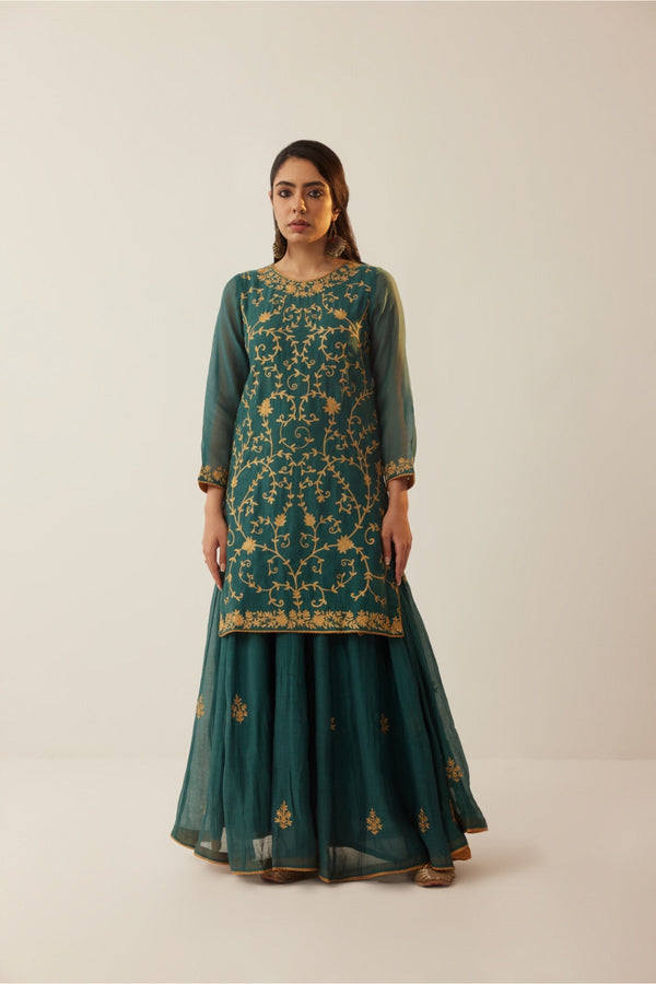 Gauhar Green Aari Lehenga Set