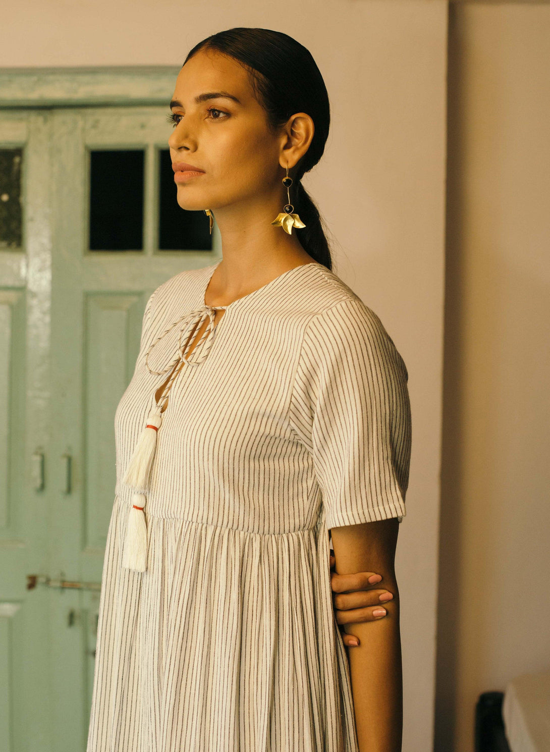 Women's Tapioca Gathered Midi Dress - The Burnt Soul - Indiakreations