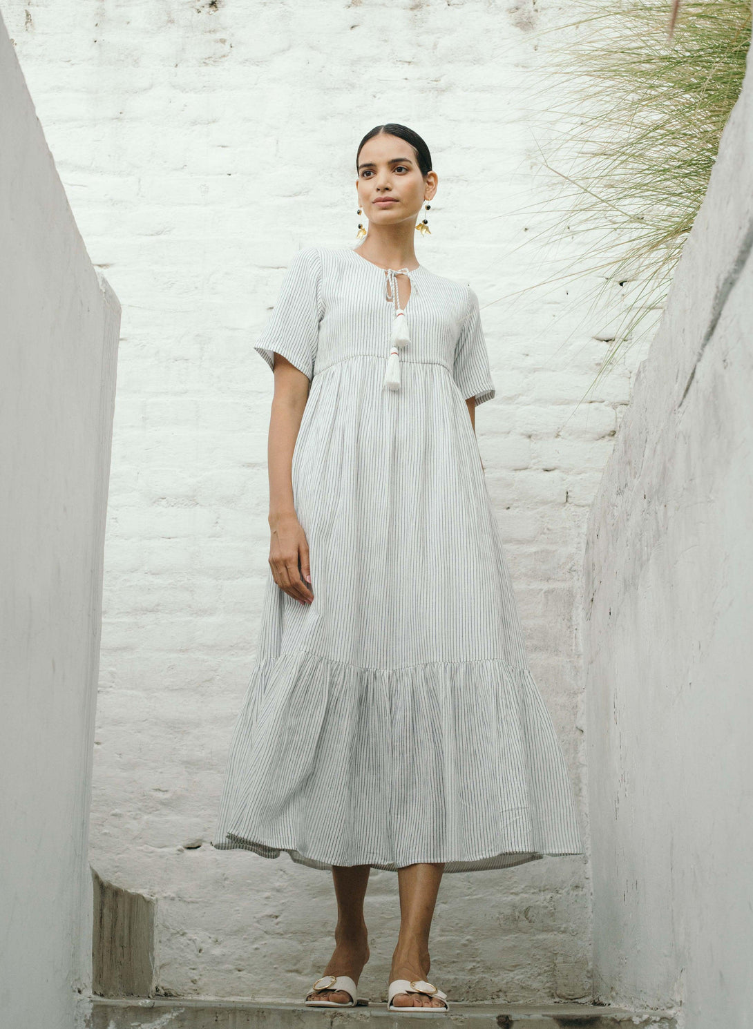 Women's Tapioca Gathered Midi Dress - The Burnt Soul - Indiakreations