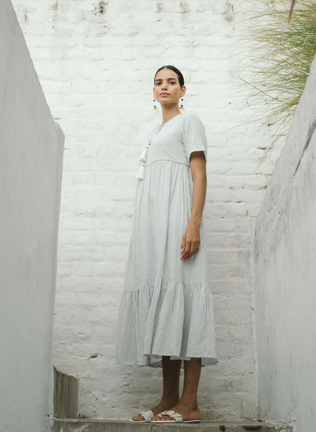 Women's Tapioca Gathered Midi Dress - The Burnt Soul - Indiakreations