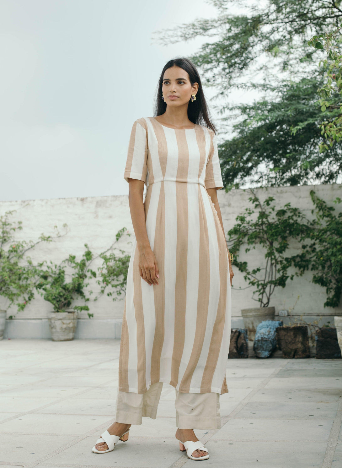 Women's Eclair Striped Kurta - The Burnt Soul - Indiakreations