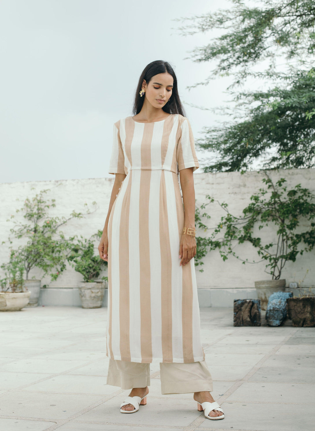 Women's Eclair Striped Kurta - The Burnt Soul - Indiakreations