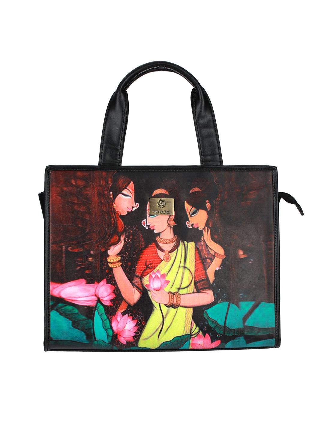 Women's Cultural Womaniya Digital Print Tote Bag - Priyaasi - Indiakreations