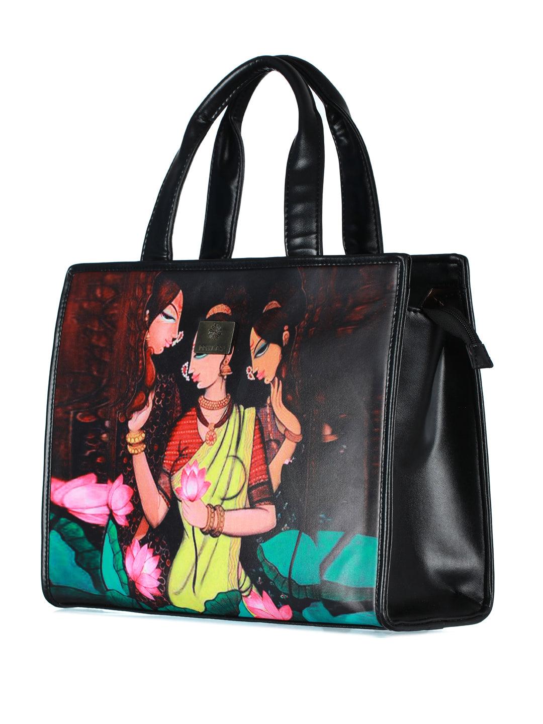 Women's Cultural Womaniya Digital Print Tote Bag - Priyaasi - Indiakreations