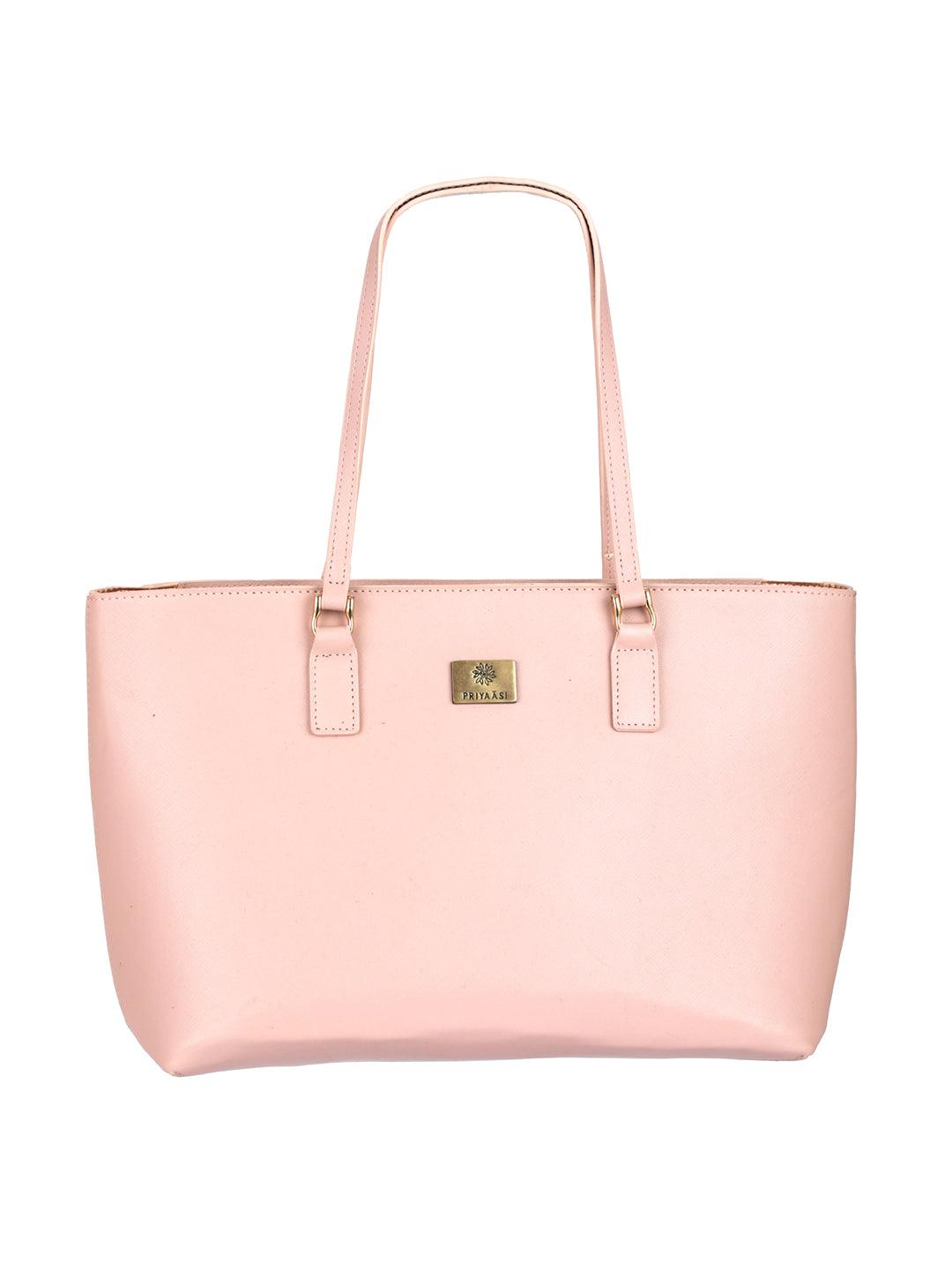 Women's Blush Pink Solid Tote Bag - Priyaasi - Indiakreations