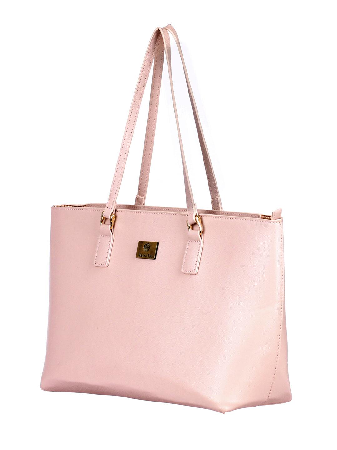 Women's Blush Pink Solid Tote Bag - Priyaasi - Indiakreations