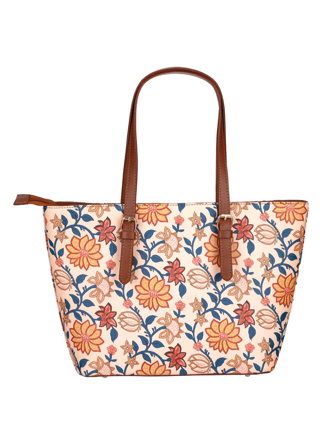 Women's Floral Kalamkari Multicoloured Tote Bag - Priyaasi - Indiakreations