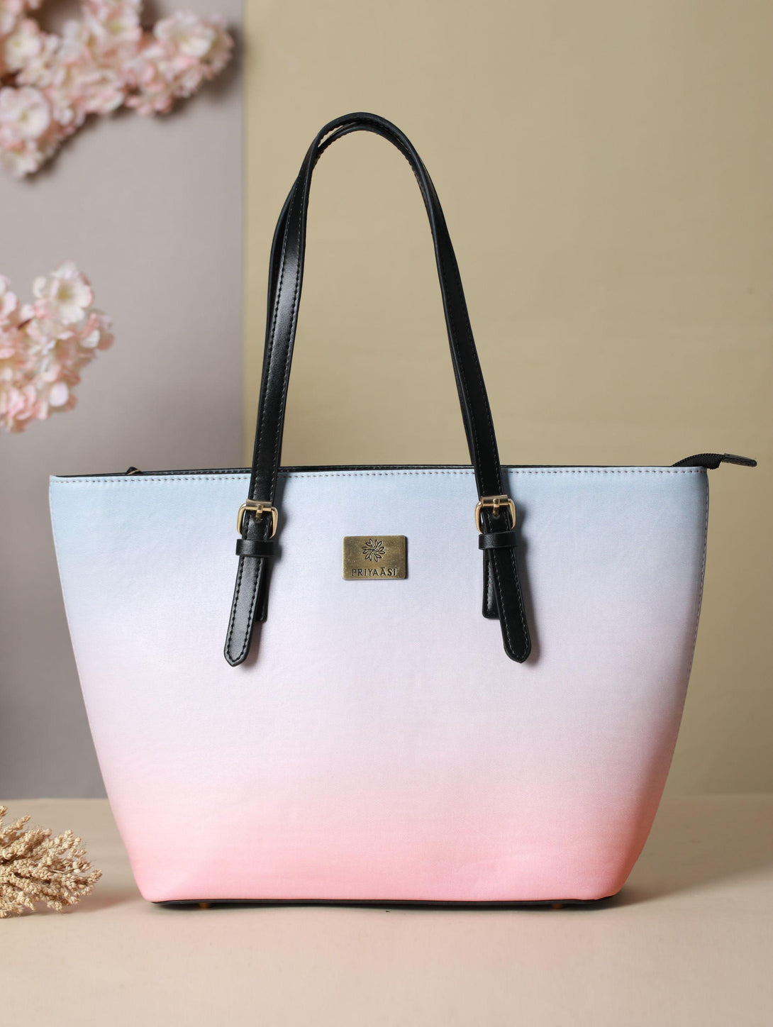 Women's Peach & Blue Ombre Tote Bag - Priyaasi - Indiakreations