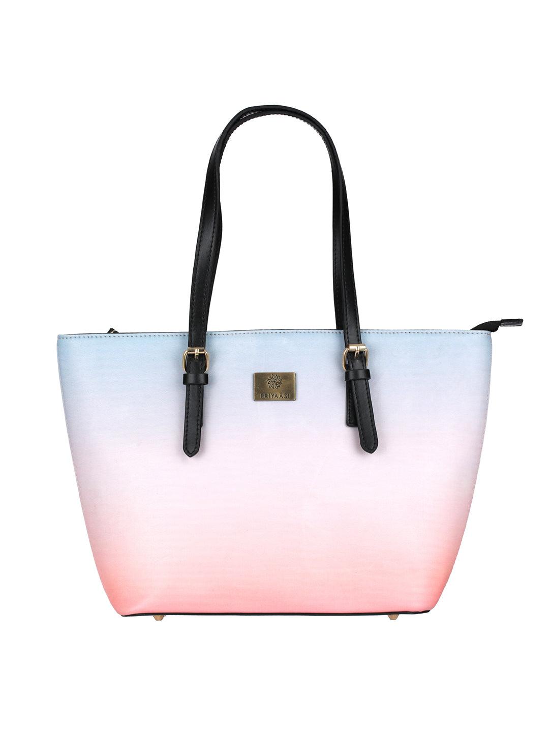 Women's Peach & Blue Ombre Tote Bag - Priyaasi - Indiakreations