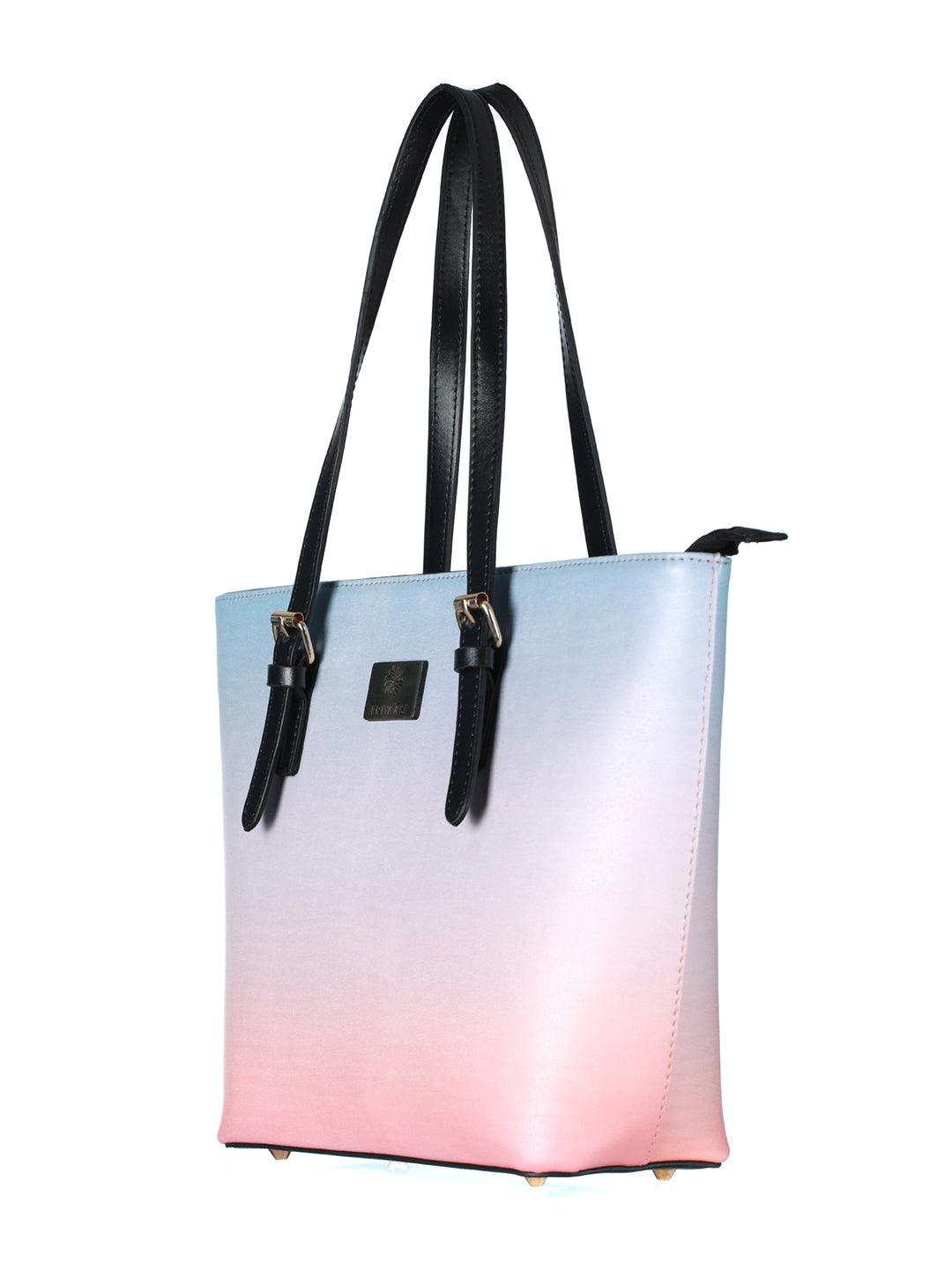 Women's Peach & Blue Ombre Tote Bag - Priyaasi - Indiakreations