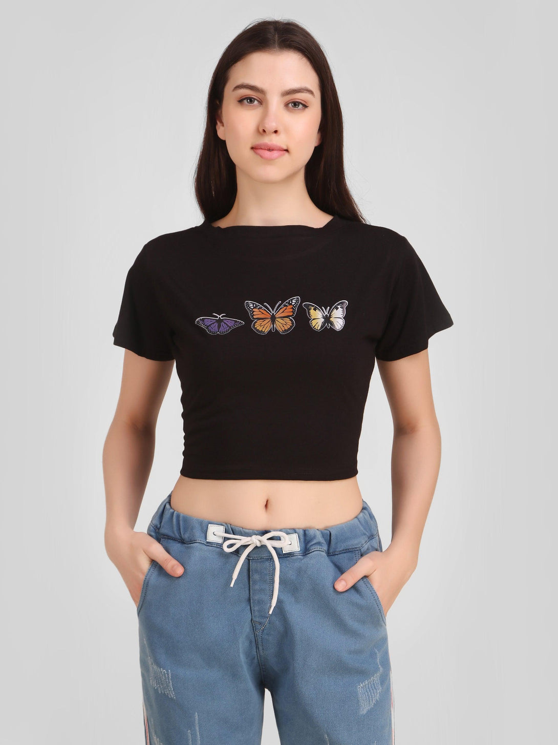 Women Black Crop Top - NOZ2TOZ - Indiakreations