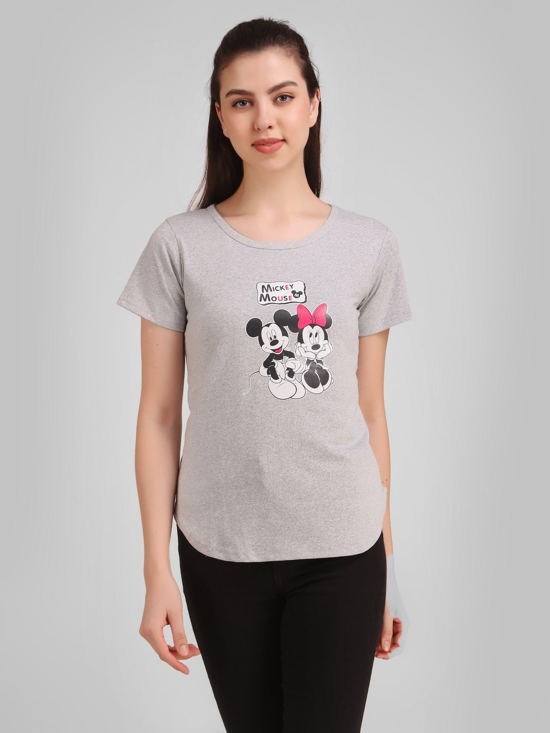 Women Grey Mickey Top - NOZ2TOZ - Indiakreations