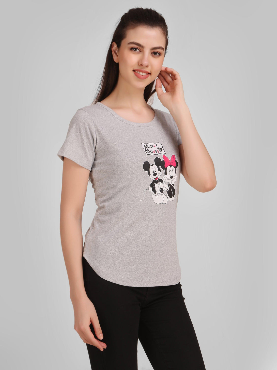 Women Grey Mickey Top - NOZ2TOZ - Indiakreations