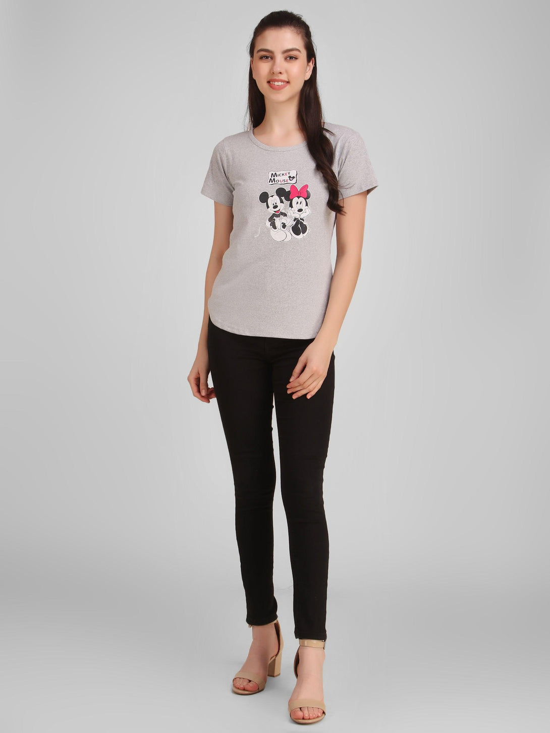 Women Grey Mickey Top - NOZ2TOZ - Indiakreations