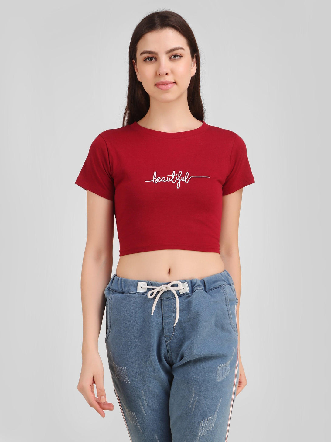 Women Maroon Crop Top - NOZ2TOZ - Indiakreations