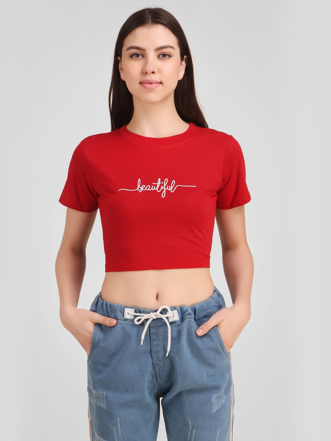 Women Red Crop Top - NOZ2TOZ - Indiakreations